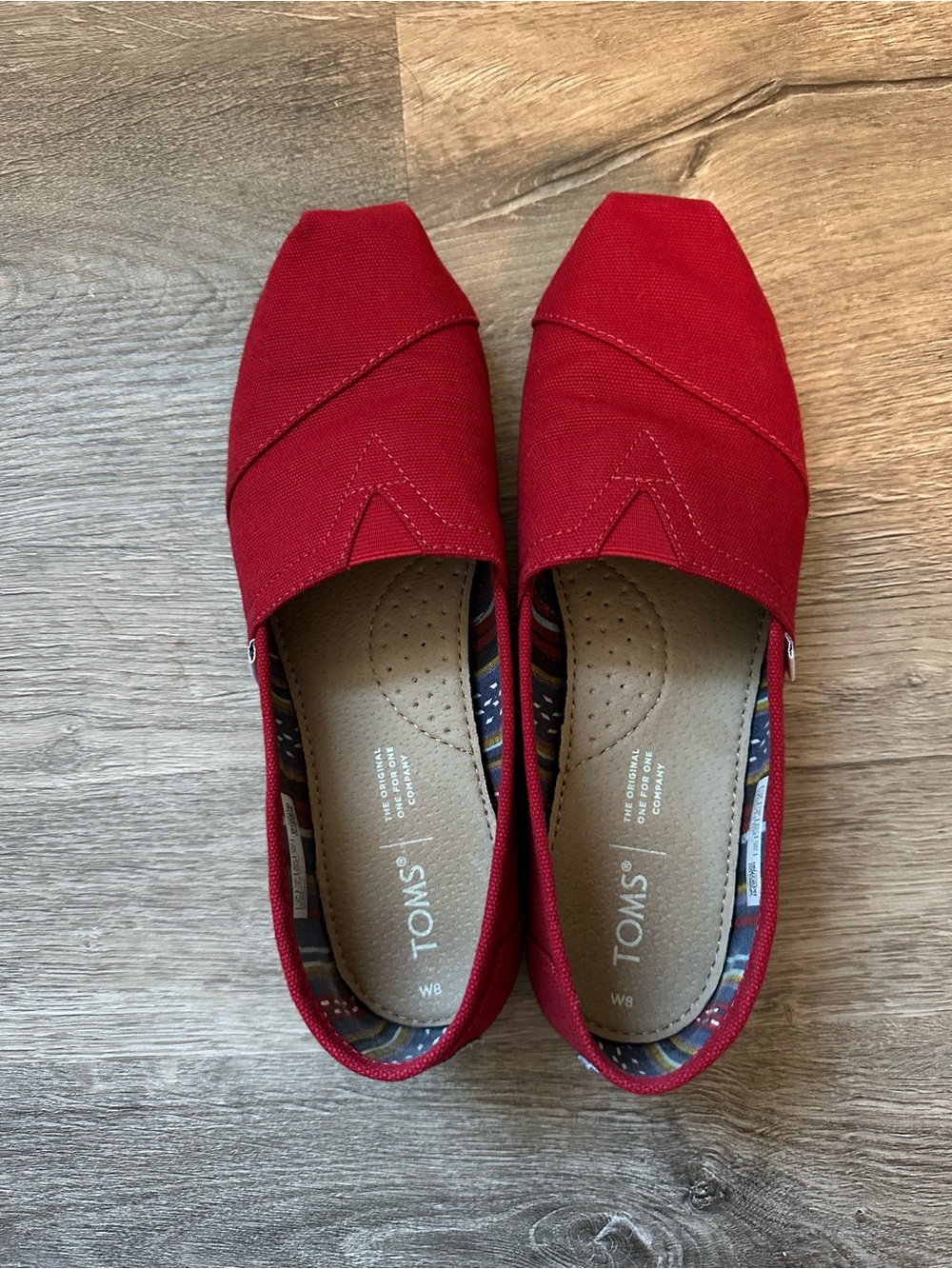 Toms Red Classic Canvas Alpargata Slip-On Flats 8